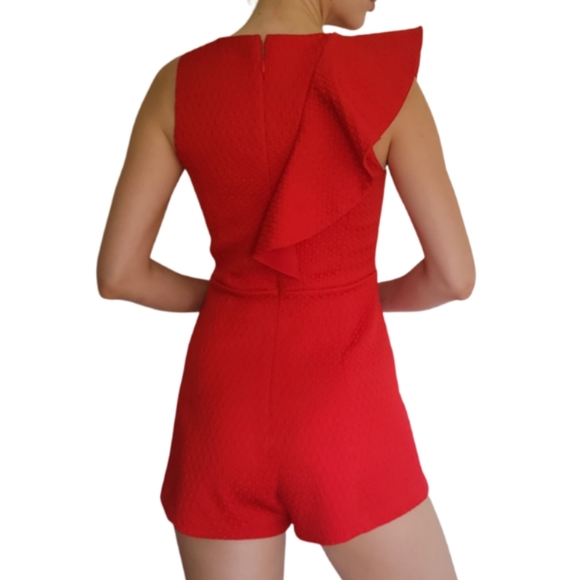SHILLA THE LABEL Red Ruffle romper. Size S. - Picture 3 of 4